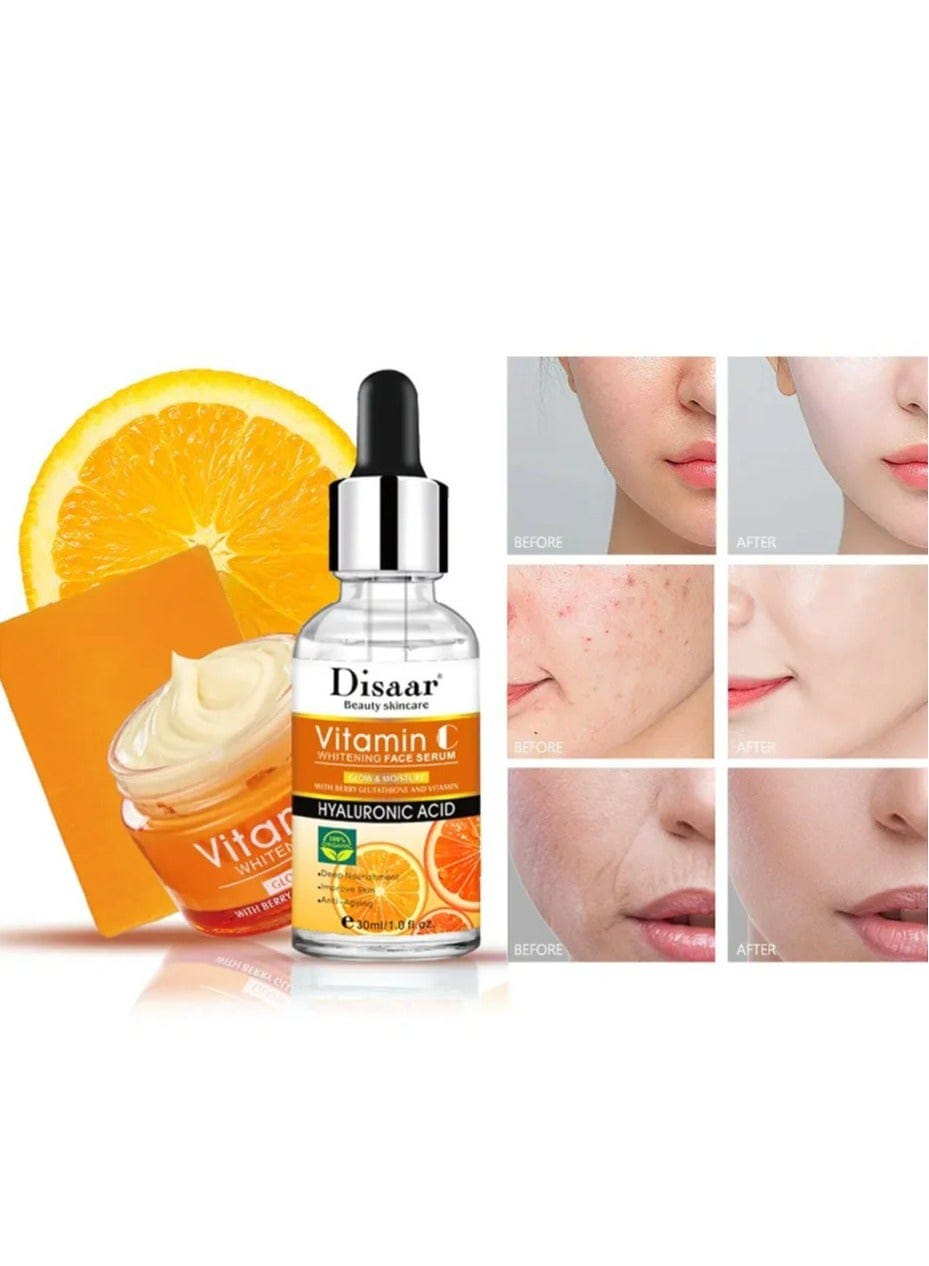 Vitamin C Whit Hyaluronic Acid Whitening Brightening Facial Skin Care 3Pcs Set