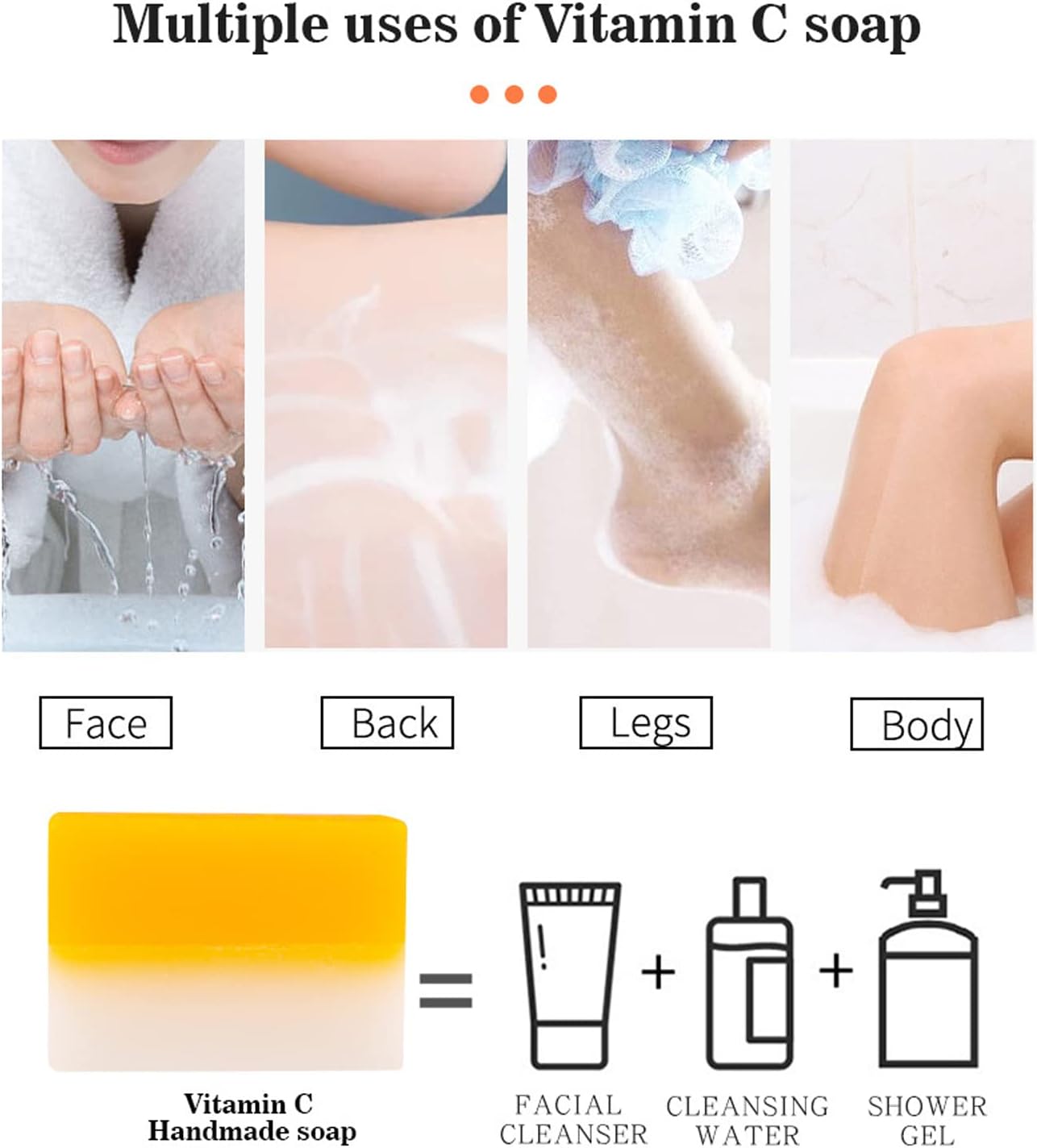 DISAAR BEAUTY Vitamin C Essence Soap Moisturizing Hyaluronic Acid Deep Cleansing Oil Control Anti-Freckle 100g/3.5fl.oz