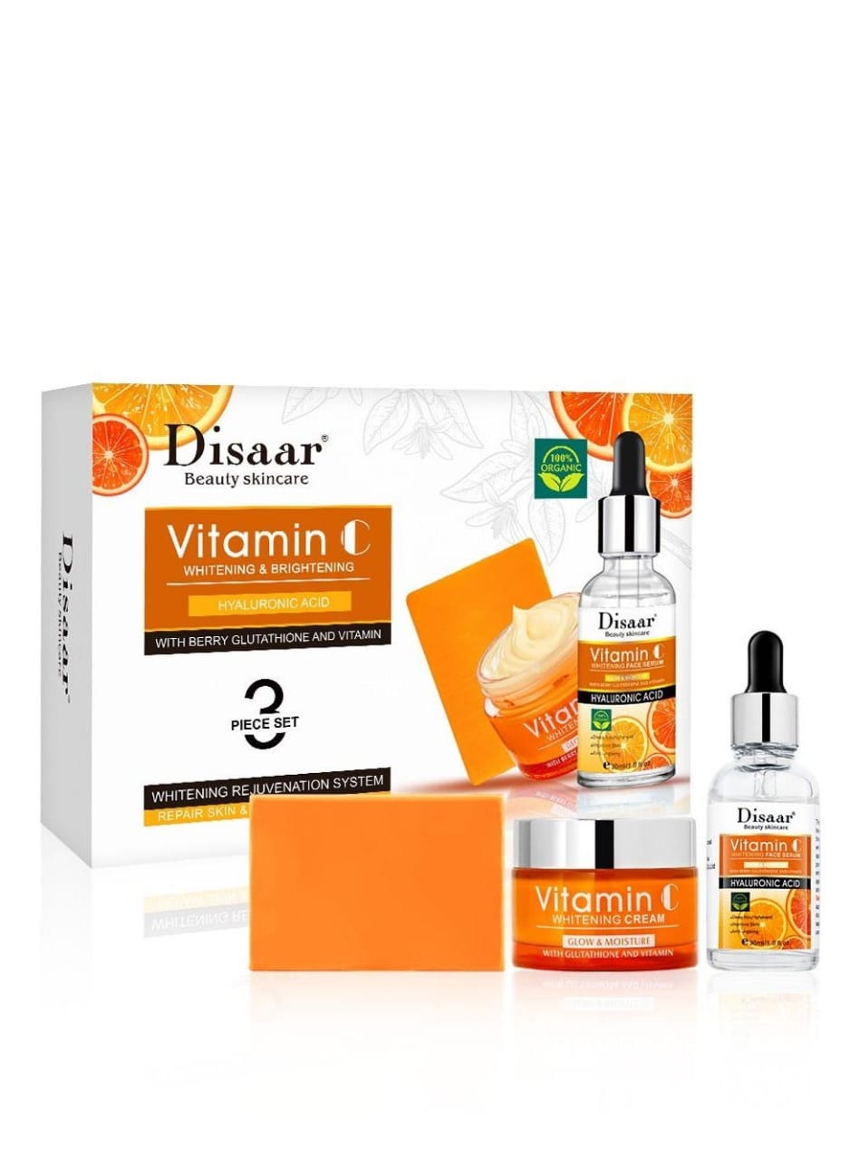 Vitamin C Whit Hyaluronic Acid Whitening Brightening Facial Skin Care 3Pcs Set