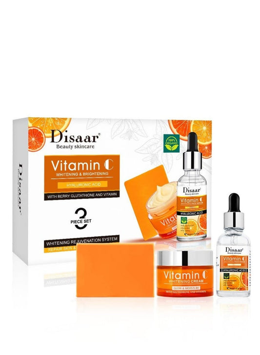 Vitamin C Whit Hyaluronic Acid Whitening Brightening Facial Skin Care 3Pcs Set